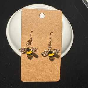 Gold and Black Bee Earrings
